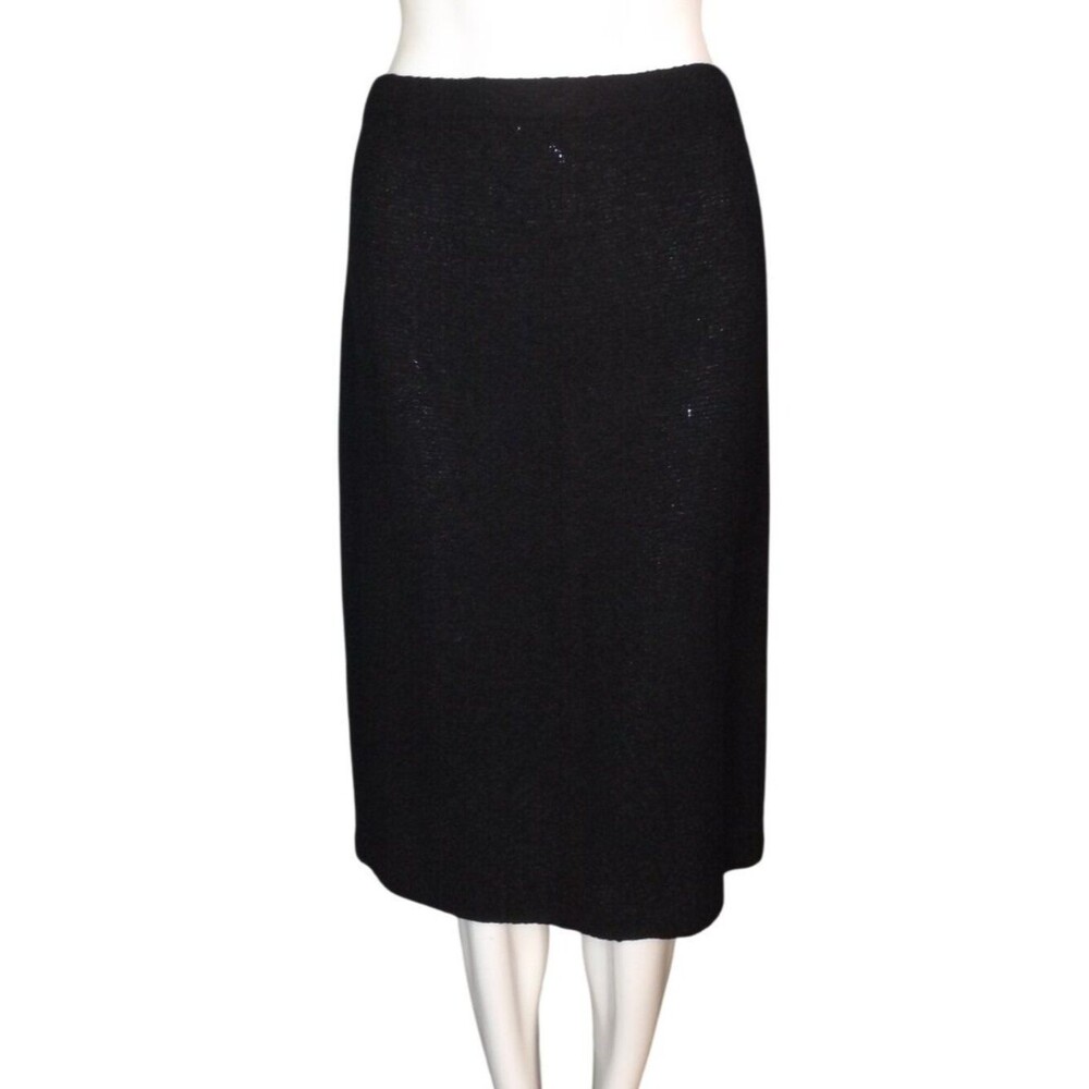 ST. JOHN Evening Skirt, 8, Black, Midi length, Elastic Waist, Back vent